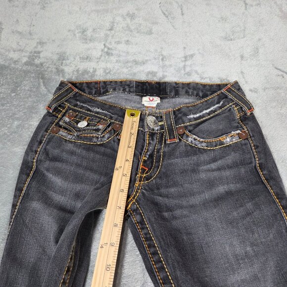 Vintage True Religion Jeans Womens 25 Gray Joey Big T Flare Twisted Leg USA Made - Picture 10 of 11